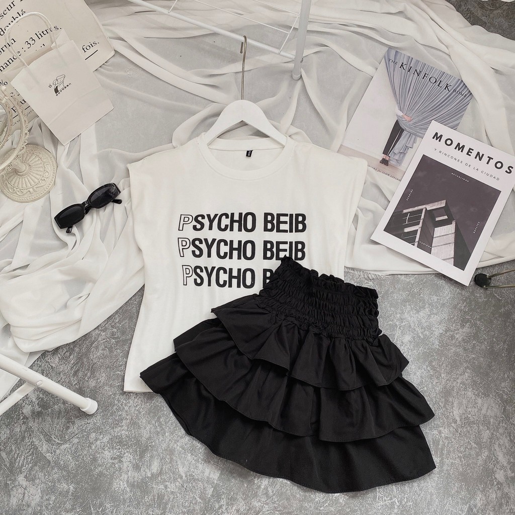 Set áo zip độn vai + chân váy đũi 3 tầng | BigBuy360 - bigbuy360.vn