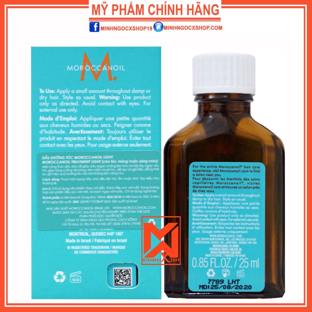 Moroccanoil tinh dầu dưỡng tóc Moroccanoil Treatment 15 - 25 - 100 -  125 - 200ml chính hãng