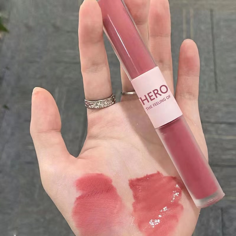 Son kem lì HERORANGE sắc tố cao lâu trôi 2 trong 1  Hai Đầu Cho Màu Nhung Lì Lâu Trôi Và Dưỡng Ẩm Môi