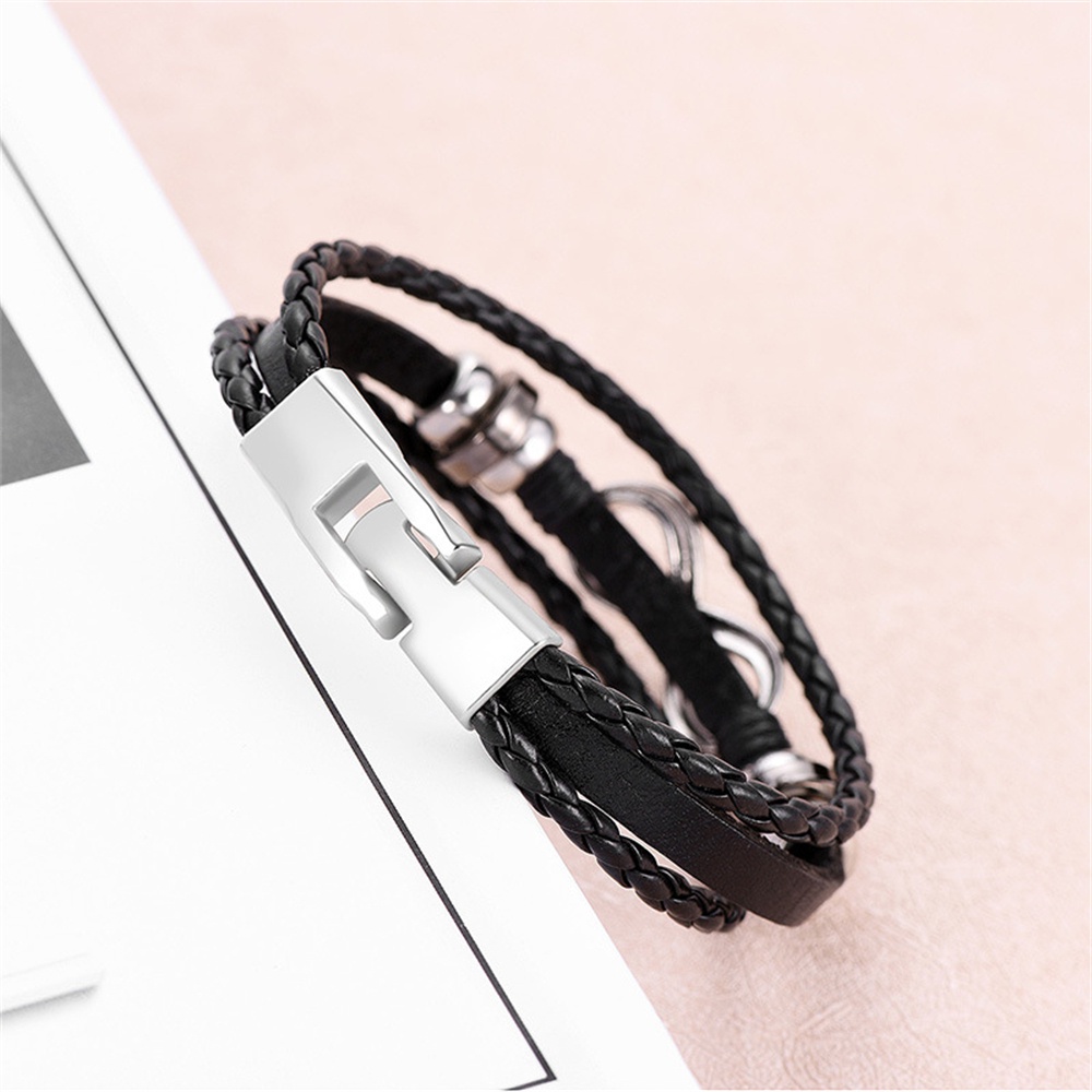 1 Vòng Tay Da PU Nhiều Lớp Phong Cách Retro Âu Mỹ Cá Tính