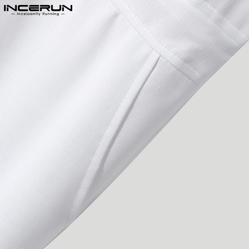 Bộ áo liền quần INCERUN cổ tròn không tay dây rút thời trang dành cho nam