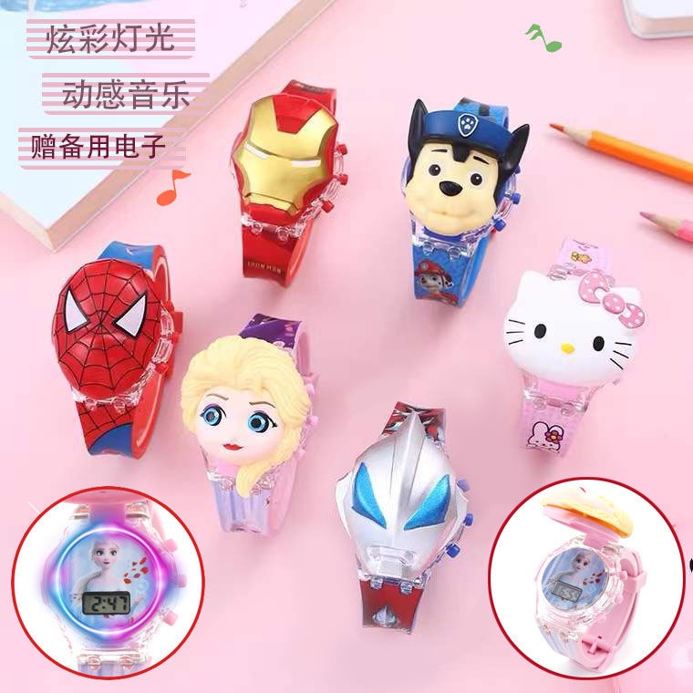 Đồng hồ đồ chơi hoạt hình phát sáng nhấp nháy cho bé trai bé gái