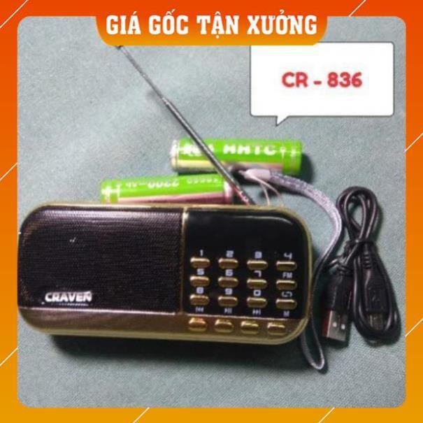 [GIÁ SỐC] Loa thẻ nhớ Craven CR 836/836S có 2 khe cắm thẻ nhớ - USB - ĐÀI FM -  phát kinh phật đài FM