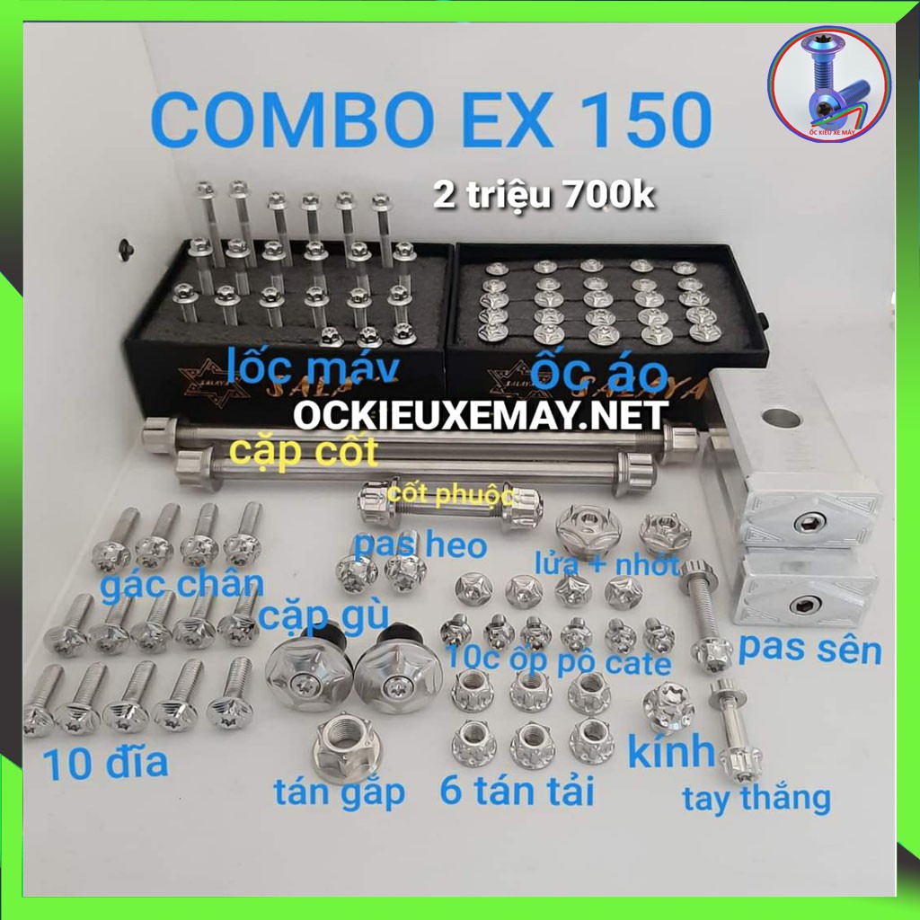 {New } Combo ốc salaya xe ex 150, ốc salaya exciter 150 , full ốc salaya ex 150, ốc áo salaya, ốc lốc salaya