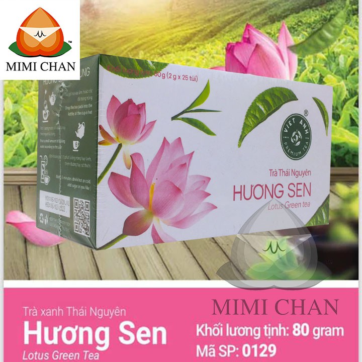 Trà Xanh Thái Nguyên Túi Lọc Hương Nhài, Hương Sen Việt Anh Hộp 25 Gói x 2g, Trà Búp Cao Cấp 1 Tôm 2 Lá