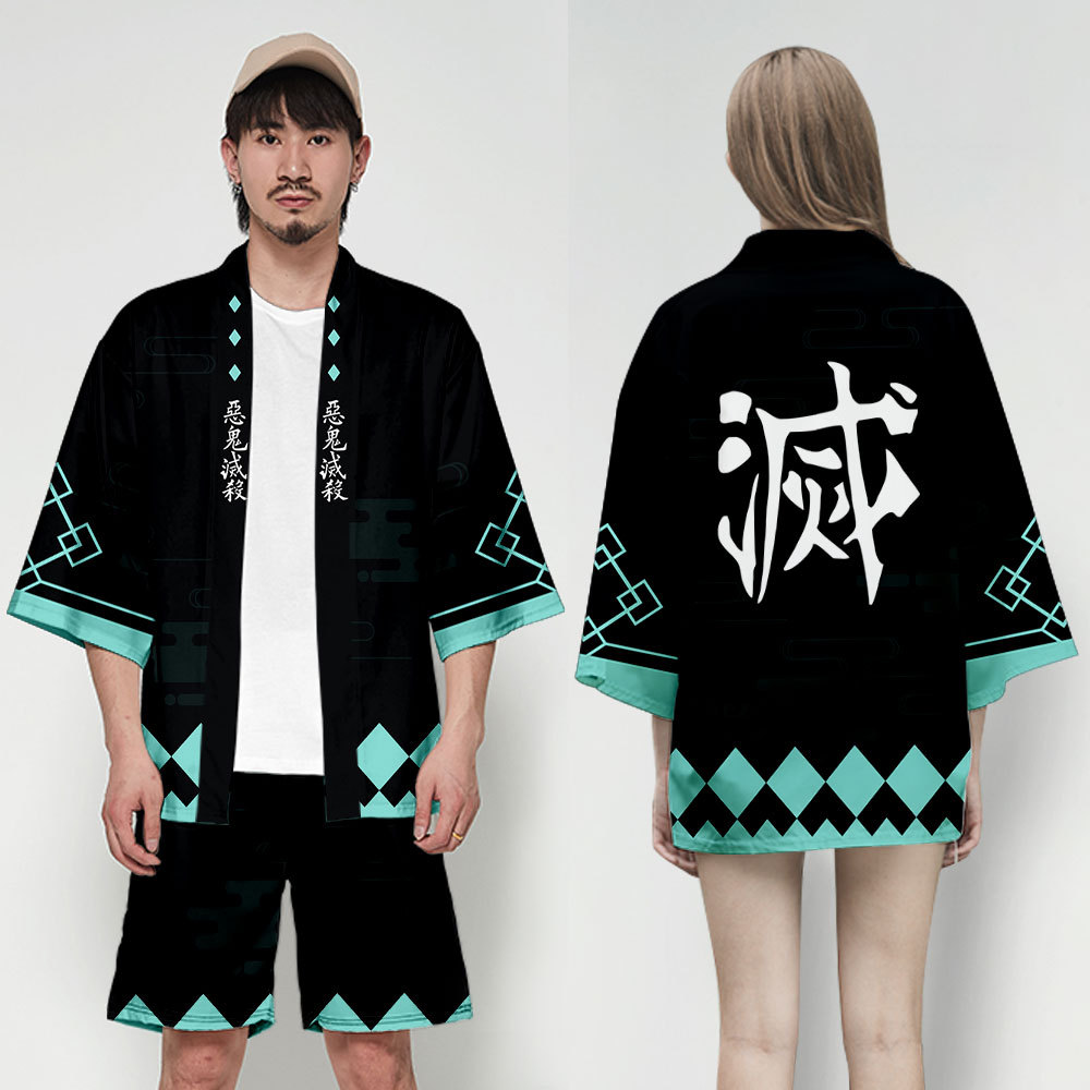 Áo Choàng Kimono Hóa Trang Kimetsu No Yaiba Tanjiro Kamado Dùng Để Hóa Trang Halloween Cho Bé Trai