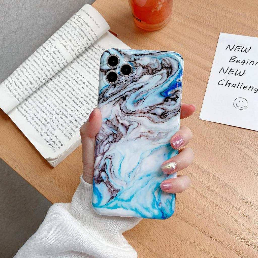 Ốp lưng điện thoại bằng đá cẩm thạch sang trọng cho iPhone 11 Pro Max Xr X Xs Max SE 2020 7 8 Plus Silicone TPU Soft IMD ốp lưng