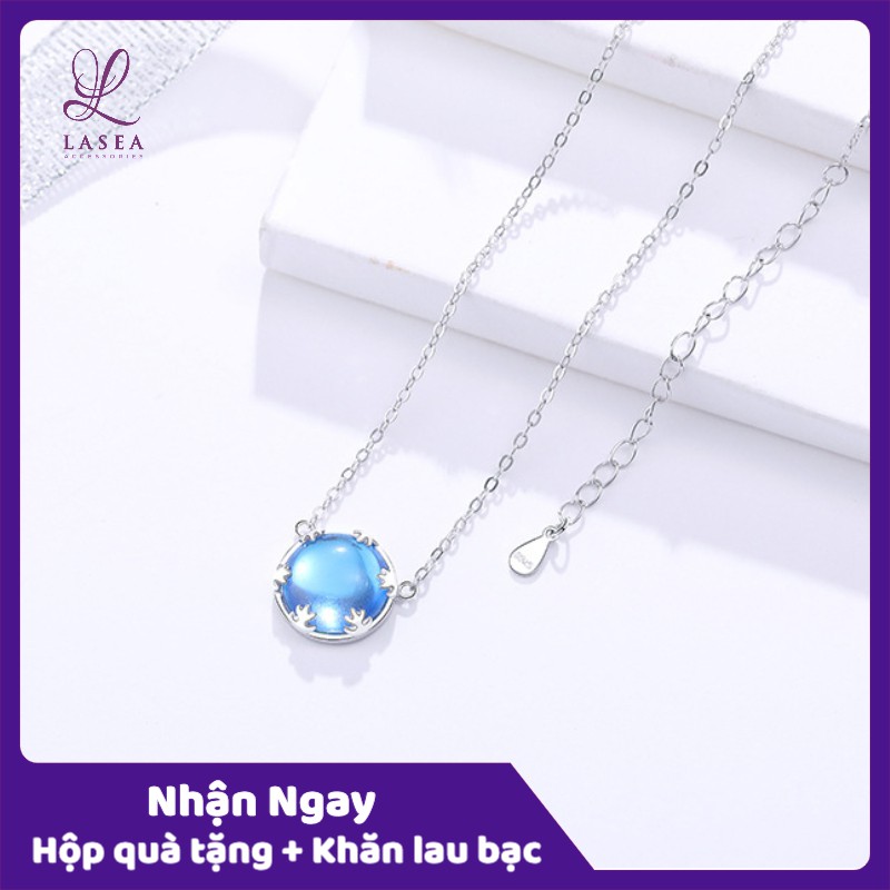 Bộ dây chuyền liền mặt nữ trang sức bạc Ý S925 Lasea - Hoạ tiết hành tinh aurora xanh dễ thương A931