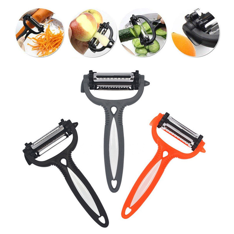 Dao bào gọt vỏ trái cây đa năng làm từ thép không gỉ có thể xoay 360 độ 3 trong 1 tiện lợi