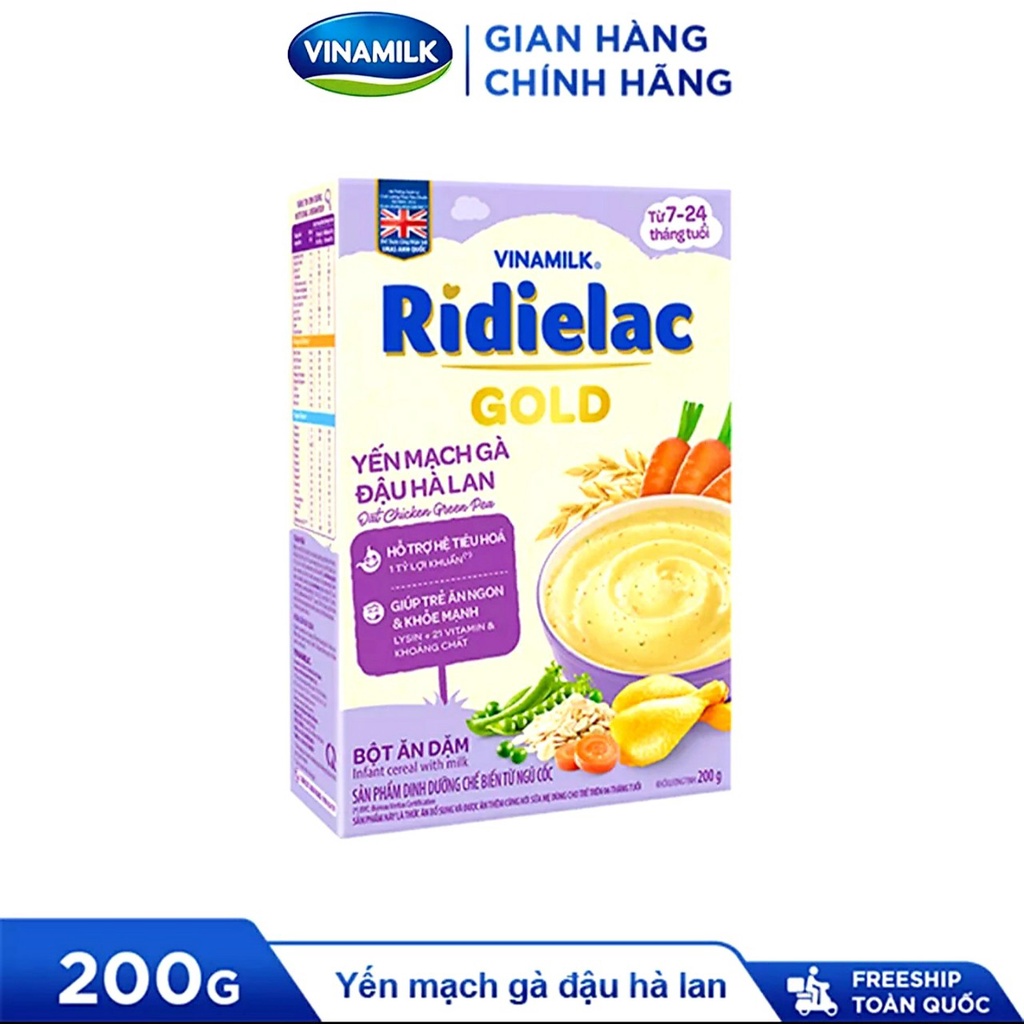 [HSD T9-2024] [Mẫu Mới] BAD RIDIELAC GOLD Yến Mạch Gà Đậu Hà Lan - Hộp giấy 200g