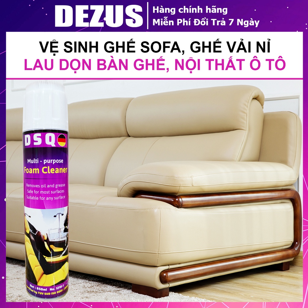 Chai Xịt Vệ Sinh Nội Thất Ô Tô, Vệ Sinh Ghế Da, Dung Dịch Làm Sạch SOFA, Nhựa Nhám - DSQ FOAM CLEAN - MILOZA