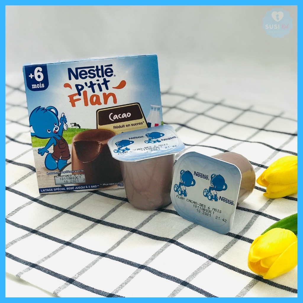 [ĂN DẶM] Bánh Flan Nestle Pháp Cho bé ăn dặm từ 6th+ ( khay/4 hũ*100g)  Date 2022