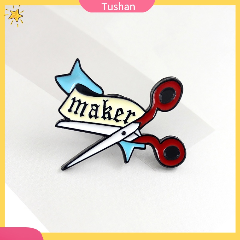 Trâm Cài Áo Hình Kéo Và Ruy Băng