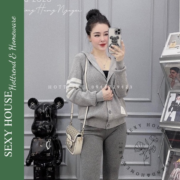 Áo khoác cardigan len xốp kẻ sọc tay A73 SEXYHOUSE
