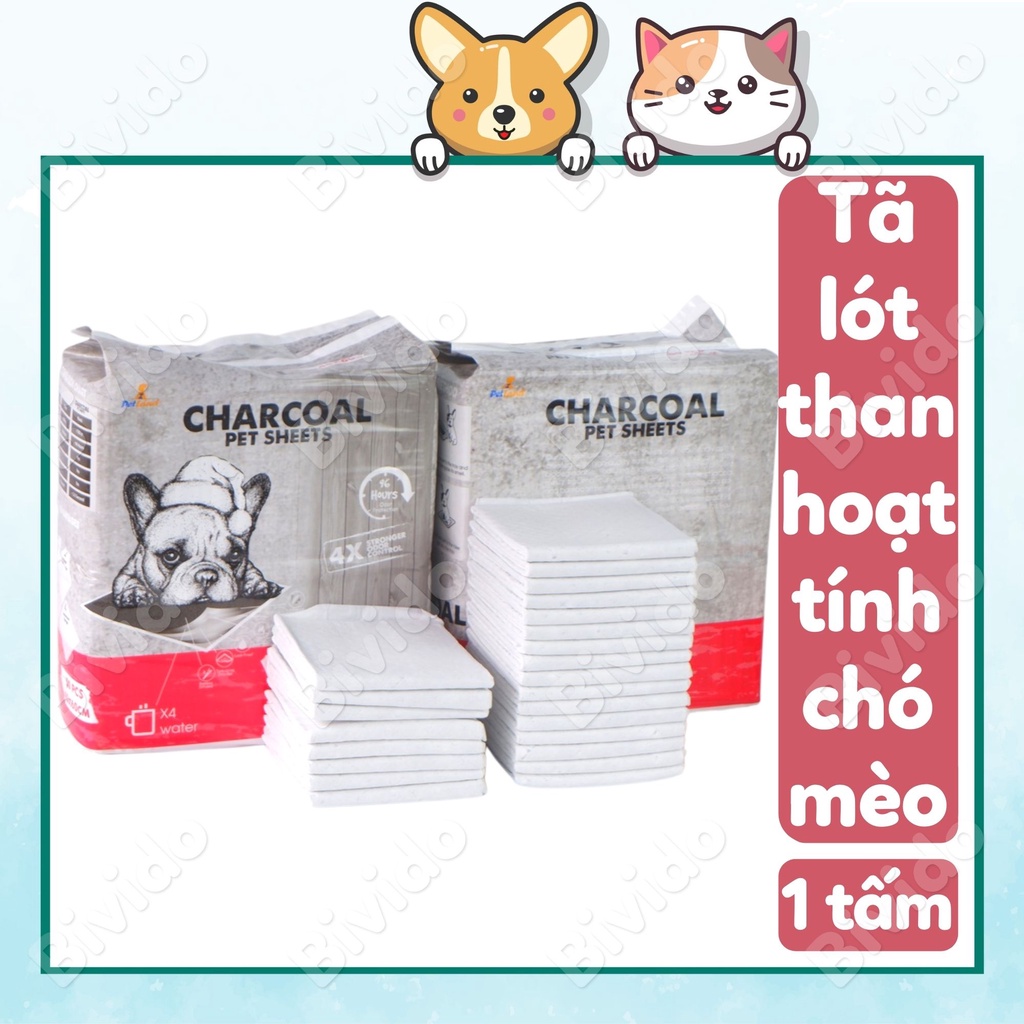 Tã bỉm lót chó mèo Petland than hoạt tính thấm hút 400% đủ size 1 tấm - Bivido