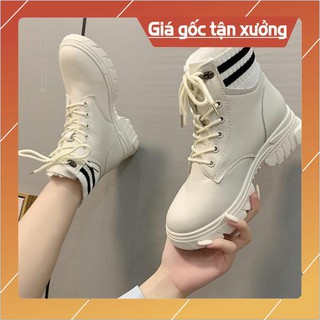 Giày Boot Nữ GN19 Cổ Thun Chất Da Mềm Cao Cấp Đế Cao Su Nguyên Khối Tăng Chiều Cao