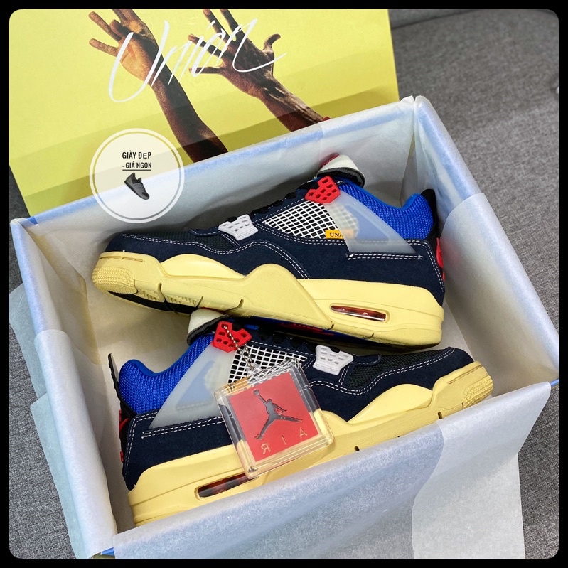(Shop Giày Đẹp Giá Ngon) Giày Jordan 4 Union Off Noir + full bill box