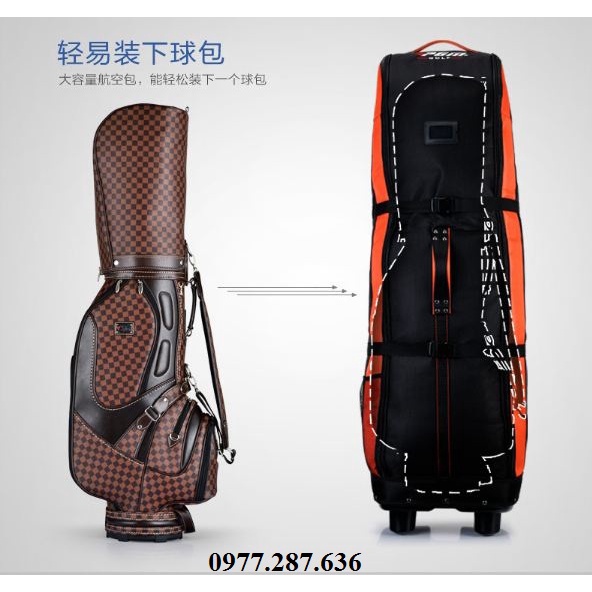 Cover máy bay bảo vệ túi gậy golf túi hàng không PGM chính hãng có bánh xe tiện lợi CM006