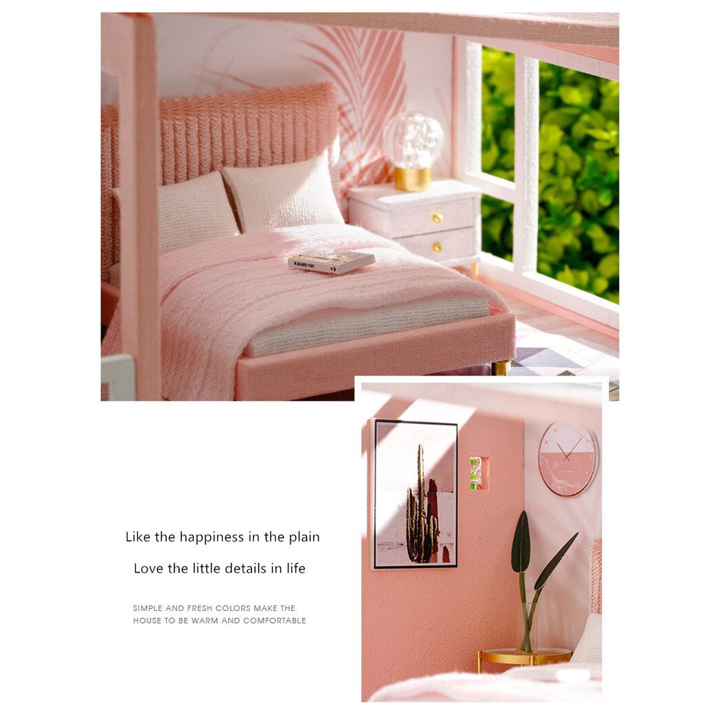 Mô Hình Nhà Gỗ Búp Bê DIY: Ngôi Nhà Sưởi Ấm Trái Tim - QL003 Tặng Keo Rán