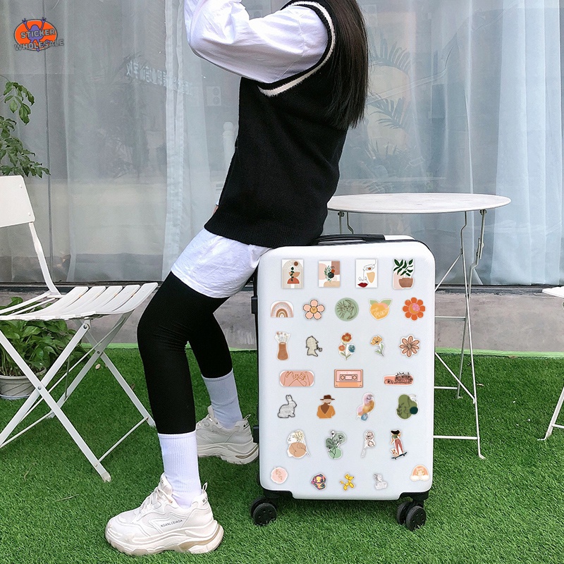 Set 100 Sticker Nghệ Thuật Bằng PVC Chống Thấm Nước Dán Trang Trí Hành Lý/Điện Thoại/ Laptop