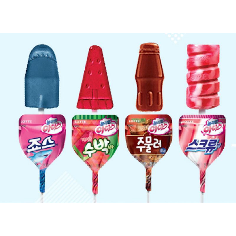 Kẹo Mút Lollipop Ice LOTTE/Kẹo Mút PORORO hàn quốc Các Vị Cola Dưa Hấu Sữa Berry Cho Bé Ăn Vặt Ngon )( ngẩu nh