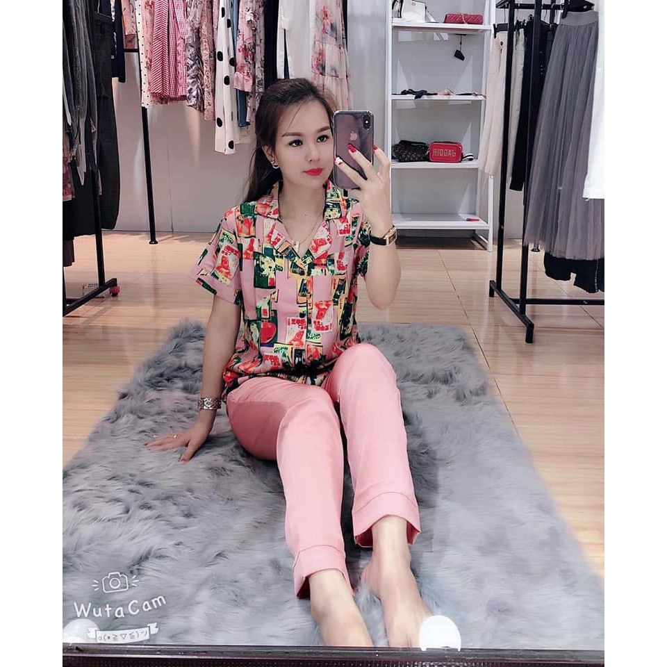 Bộ pizama đô la quần dài áo cộc xinh xắn