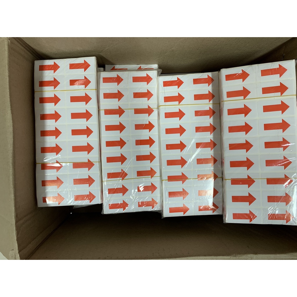 Tem chỉ lỗi ( tem mũi tên) 50x25mm in sẵn