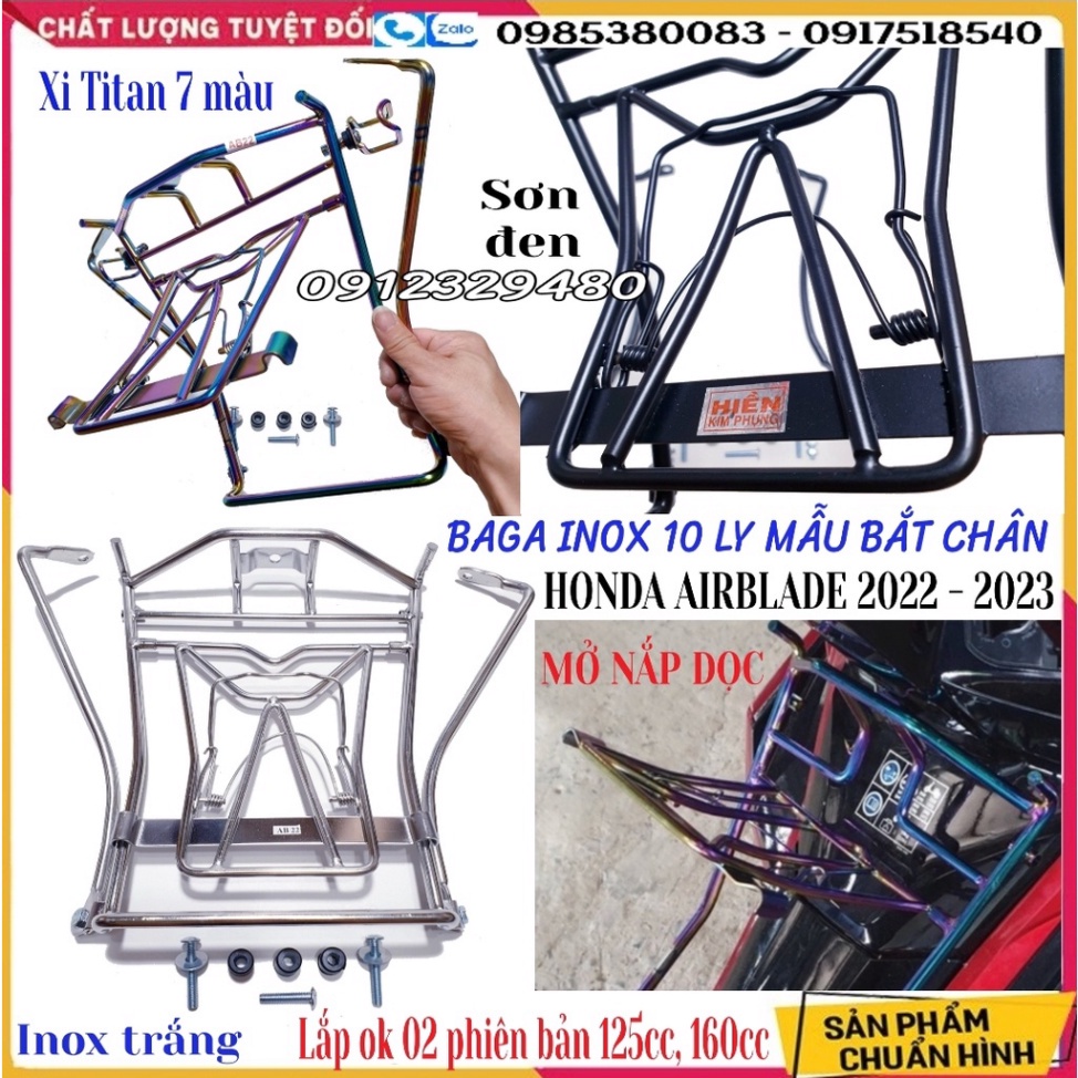 [AB 2022 Mới-AB 2023] Baga Giữa AB 2022 Mới , AB 2023, AB 160cc, AB125cc INOX Dày 10 Ly- Mẫu Bắt Sàn Để Chân