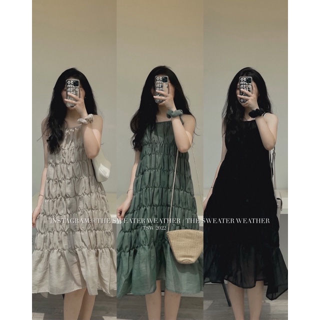 Váy maxi voan nhún kèm váy hai dây lót trong the.sweaterweather TSW (Ảnh thật)