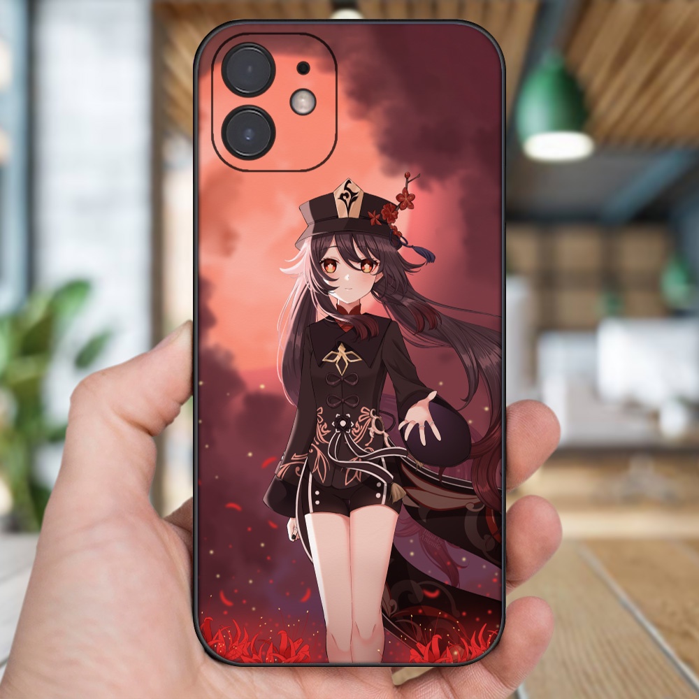 Ốp lưng iPhone 12 dẻo đen cạnh vuông in hình Hutao Genshin Impact