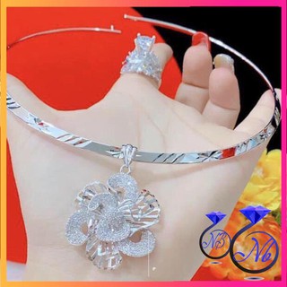 [FREESHIP] Kiềng đeo cổ nữ dạng dẹp mặt hoa xoáy tròn đính đá cao cấp