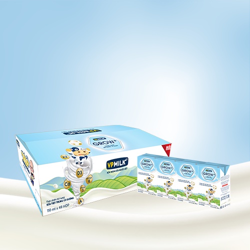 Thùng 48 hộp sữa tiệt trung VPMilk Grow + 110ml