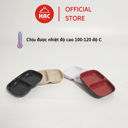 Đĩa đựng gia vị, nước chấm 2 ngăn melamine FATACO