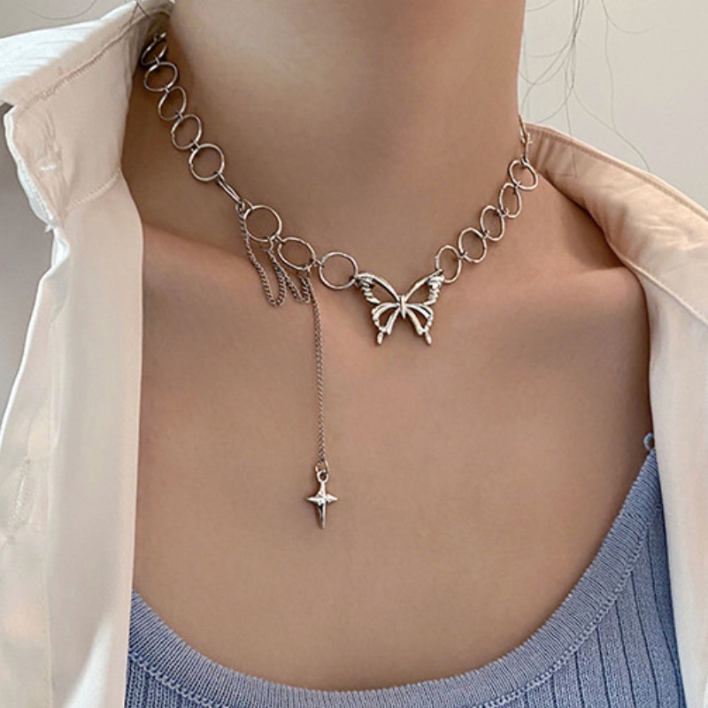 Vòng cổ hợp kim mặt hình bướm dễ thương