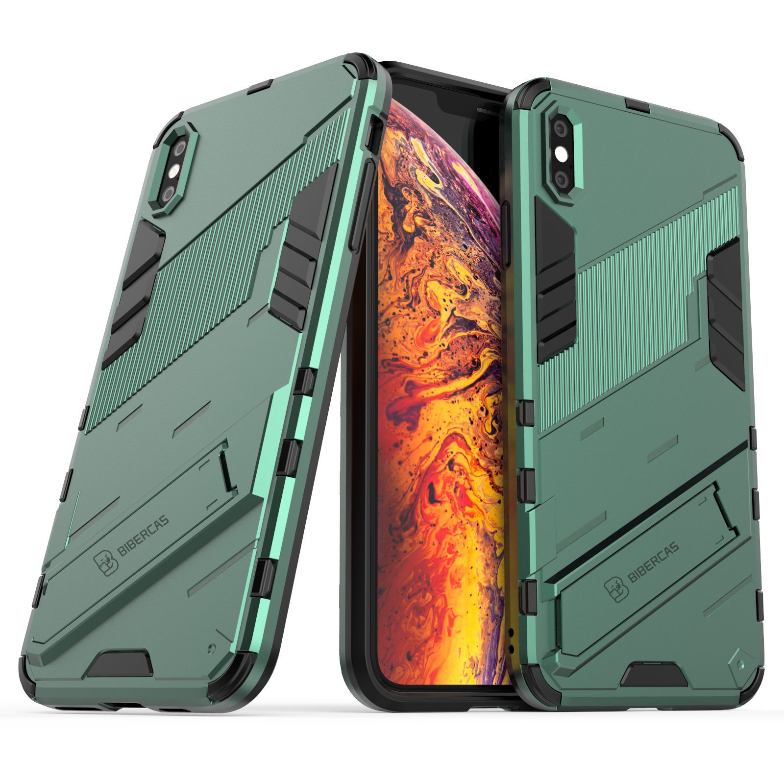 Apple Iphone XS Max Phone Case Iphone XR XS X Casing Punk Kickstand Back Armor Hard Cover