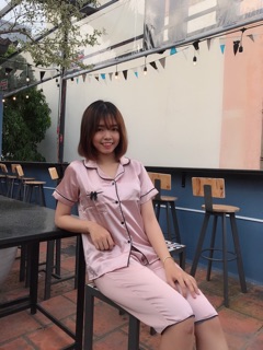 ( Freesize Lụa ) Đồ Bộ Pijama Lụa Nơ - Tay Ngắn Quần Lửng