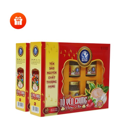 Combo 8 Hộp Yến Chưng Đường Phèn SCNEST 15% + 2 Hộp SCNEST 15% Hương Dâu + 6 lon yến 240ml + 6 Cháo Yến Fidinest Cá Hồi