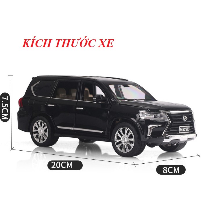 Mô hình Xe ô tô LX570 XLG tỉ lệ 1:24 bằng sắt mở các cửa có âm thanh và đèn