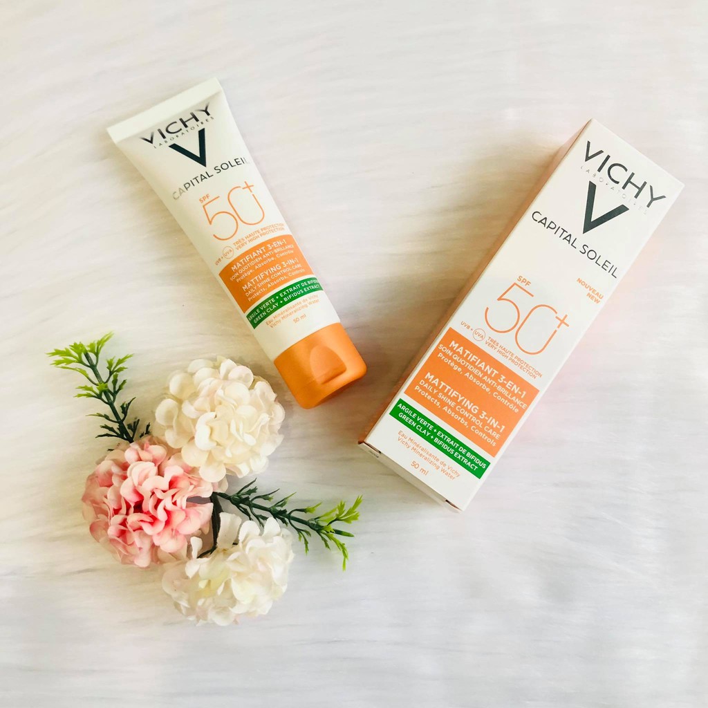 [CHÍNH HÃNG CÓ TEM] VICHY Capital Soleil Mattifying 3 In 1 SPF50+ 50ml - Kem Chống Nắng VICHY Không Gây Nhờn Rít