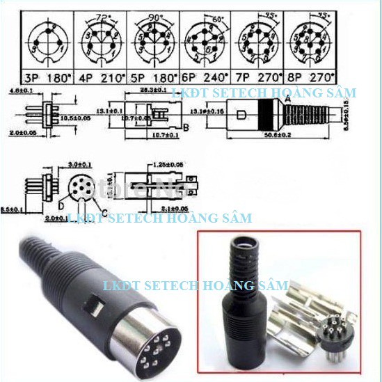 Đầu jack MIDI DIN 5P 6P 7P 8P mini S terminal plug đực cái dùng cho cáp âm thanh Audio