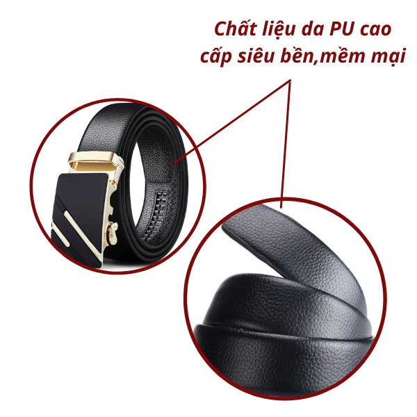 Thắt Lưng nam thiết kế khóa tự động chất liệu da siêu bền phong cách thời trang