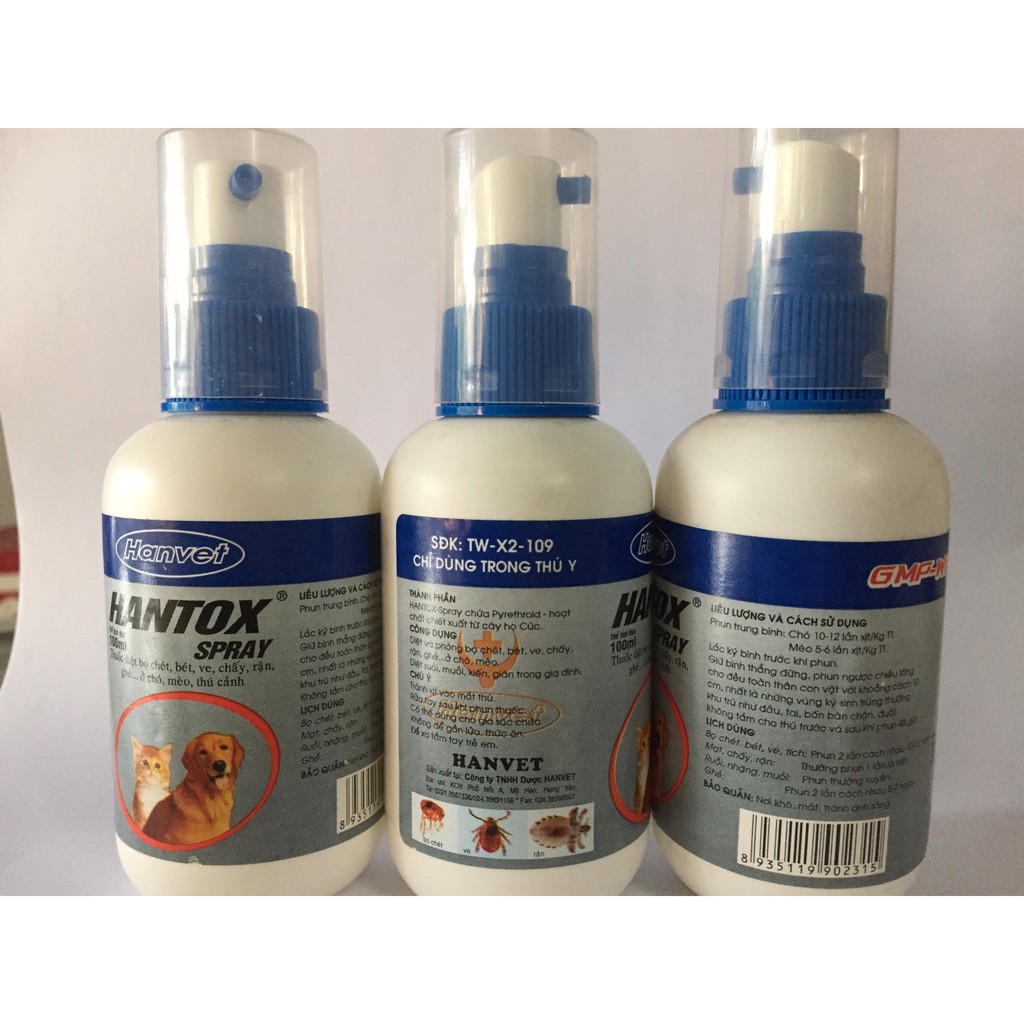 Hantox spray - Thuốc xịt trị ve ghẻ, bọ chét cho chó mèo