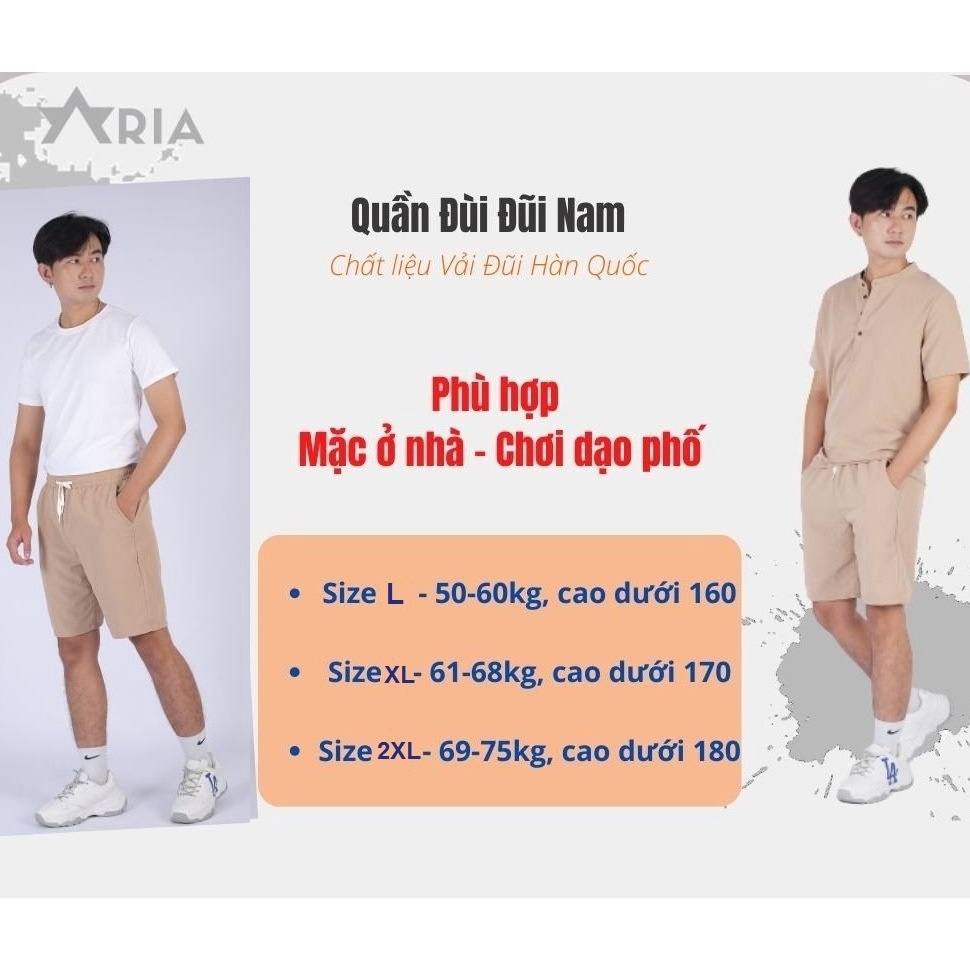 [Mã BMCAMP20 giảm đến 20K đơn 99K] Quần đùi nam mặc nhà BASIC MAN vải đũi cạp chun - QDUI 004