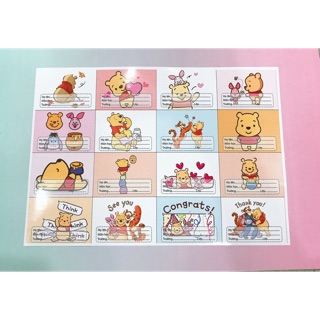Nhãn vở gấu Pooh,NV21,nhãn vở in hình hoạt hình dễ thương,tập gồm 16c nhãn vở nhỏ