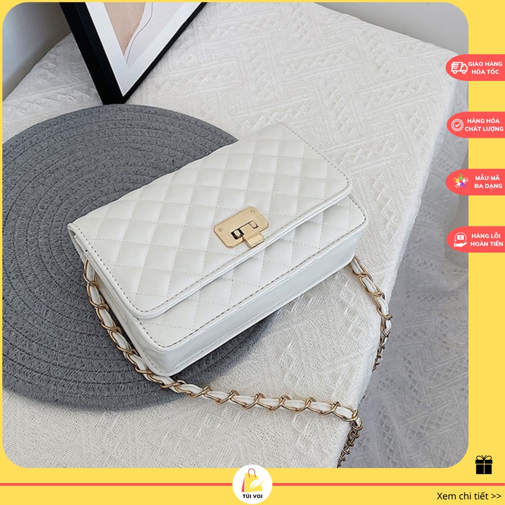 Túi xách nữ đẹp đeo chéo trần trám CNK size 20 khóa gập cao cấp CV22