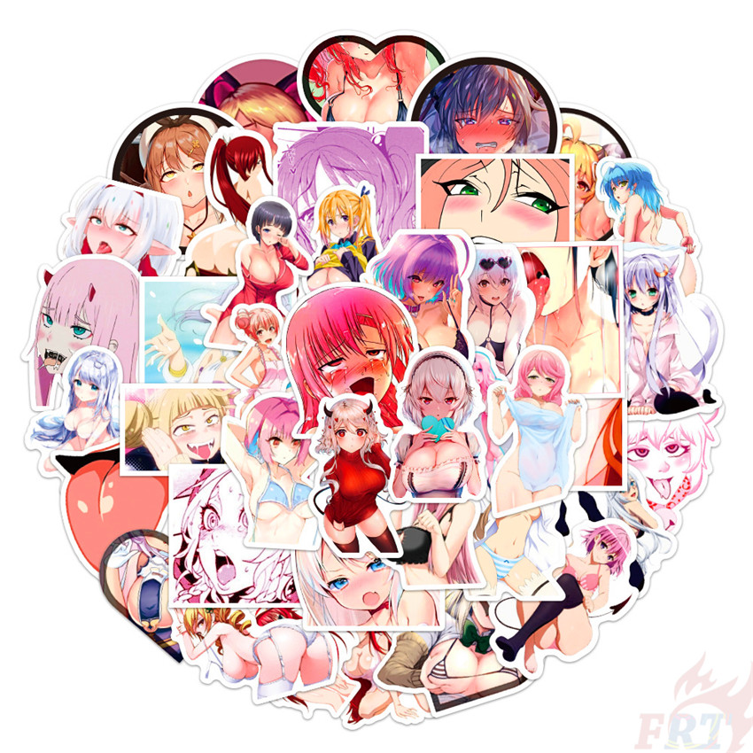 Set 50 Miếng Dán Hình Nhân Vật Anime Ahegao Sankaku Diy Dùng Trang Trí Vali / Laptop / Ván Trượt