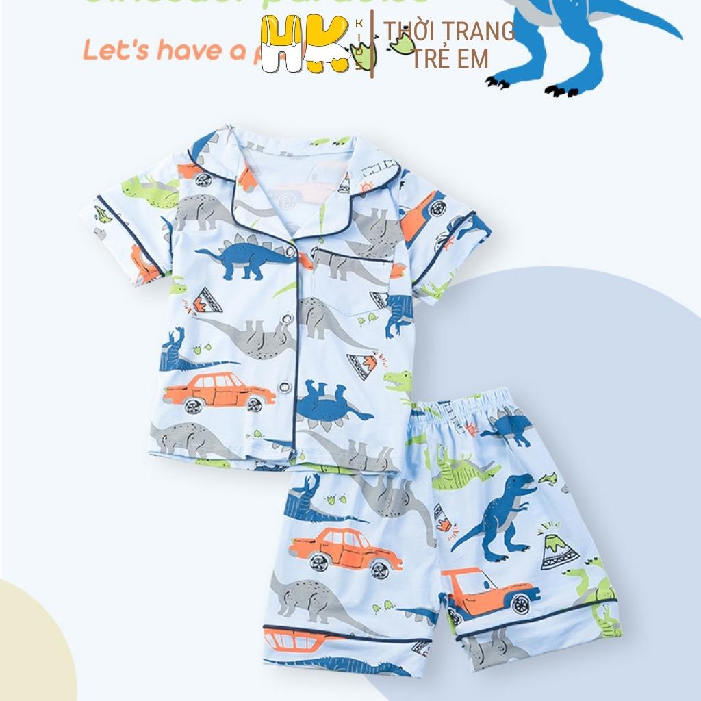 Bộ quần áo Pijama bé trai HK KIDS, bộ đồ ngủ cộc tay cotton mềm mát size cho bé từ 1-5 tuổi