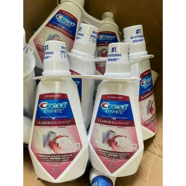NƯỚC SÚC MIỆNG CREST 3D WHITE GLAMOROUS WHITE ALCOHOL FREE FRESH MINT / ARCTIC 946ml