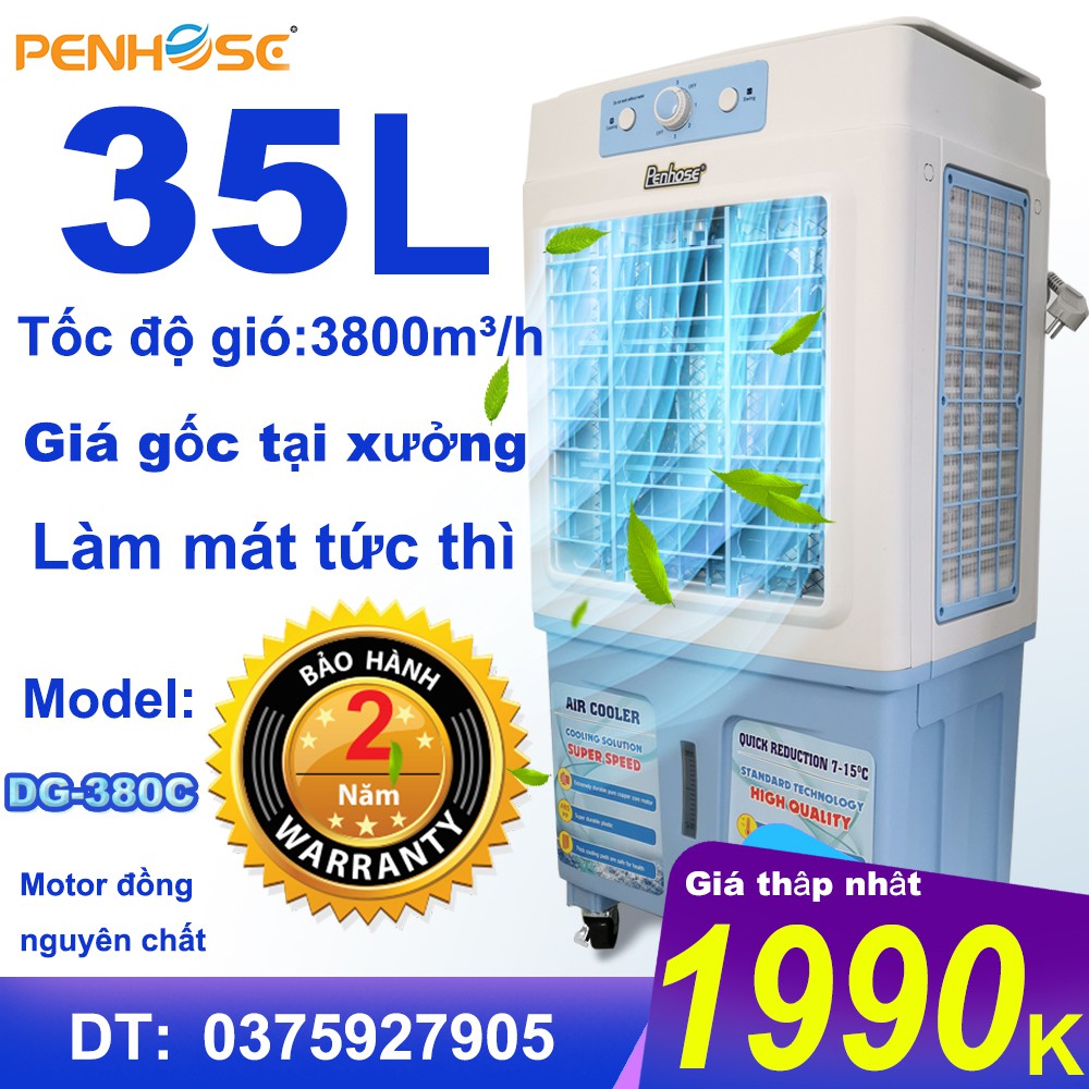 Quạt điều hòa hơi nước DG-380C Inverter Quạt THÁI PENHOSE siêu mát 100% Tặng 2 viên đá Siêu tiết kiệm điện