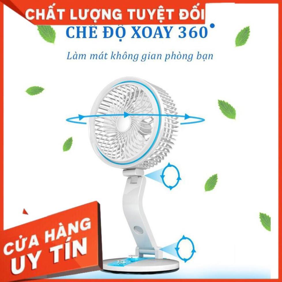 Quạt điện mini, Quạt tích điện gấp gọn có đèn FOLDING FAN LR-2018 Đa năng, tiện dụng - Màu xanh da trời